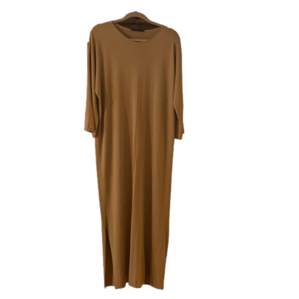 Bp Studio tan knit maxi dress. Italian designer, really flattering, side slit L